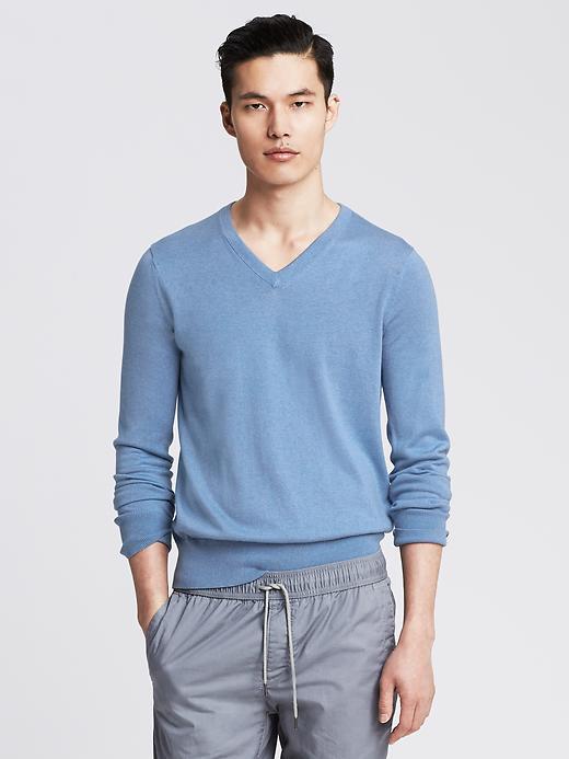 Banana Republic Silk Cotton Cashmere Vee Pullover Size M - Davenport Blue