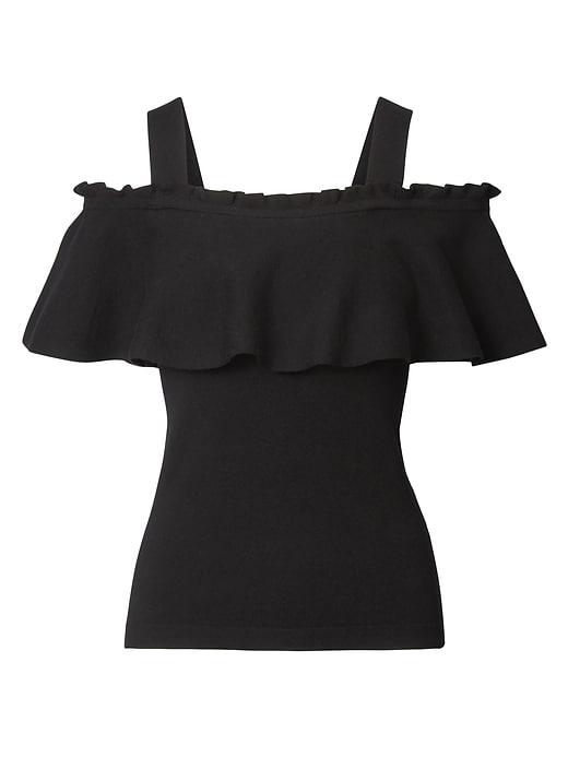 Banana Republic Womens Ruffle Off-the-shoulder Sweater Top Black Size Xxl