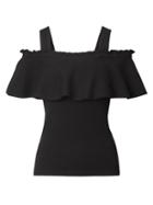 Banana Republic Womens Ruffle Off-the-shoulder Sweater Top Black Size Xxl
