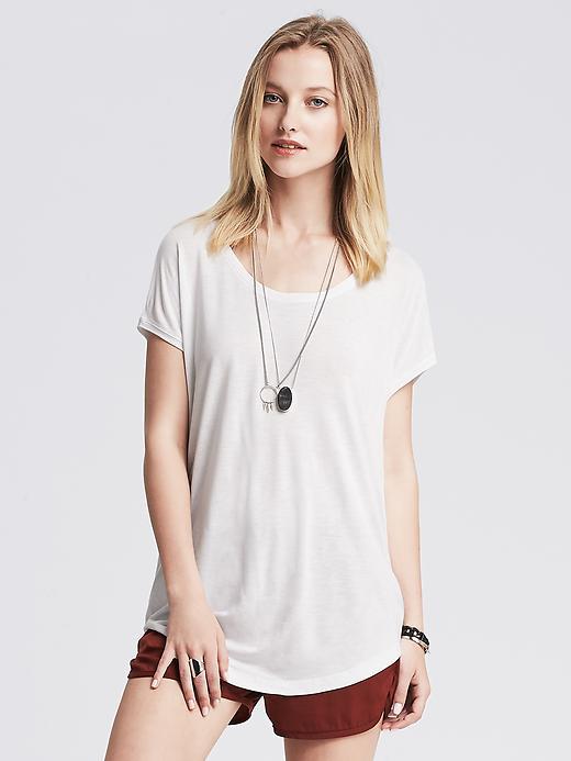 Banana Republic Womens Spacedye Drapey Tee Size L - White