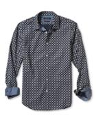 Banana Republic Mens Grant Fit Custom Wash Medallion Print Shirt Size S - Preppy Navy