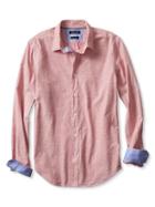 Banana Republic Mens Grant Fit Custom 078 Wash Dobby Shirt Size L Tall - Modern Red