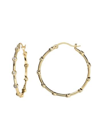Banana Republic Womens Everyday Luxuries 14k Gold-plated Cz Hoop Earring Gold Size One Size