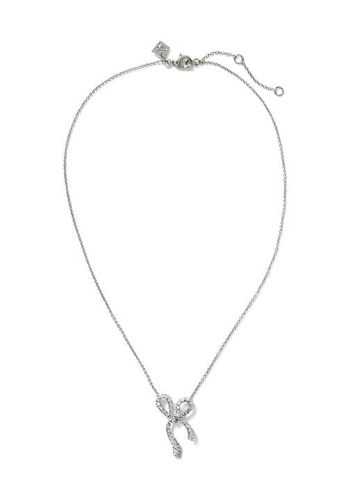 Banana Republic Womens Pave Bow Necklace Silver Size One Size