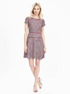 Banana Republic Womens Tweed Fit And Flare Dress Size 0 Petite - Dusty Pink