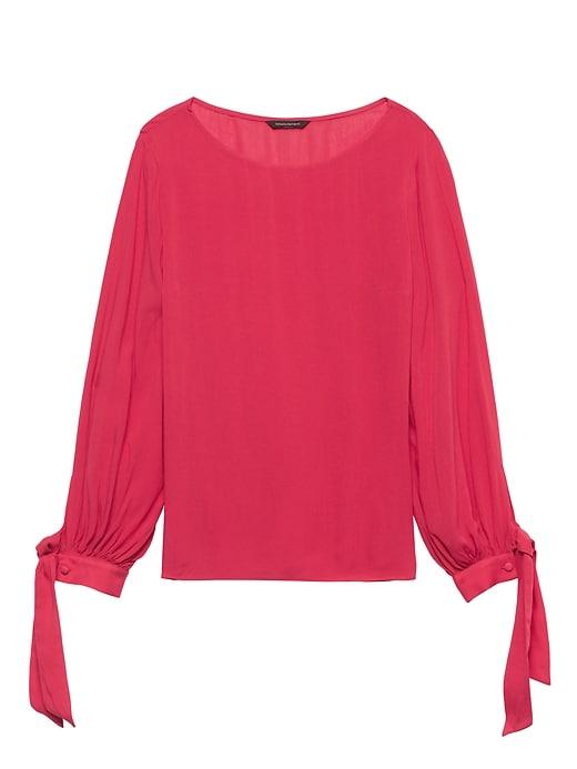 Banana Republic Womens Petite Tie-cuff Top Red Coral Size Xxs