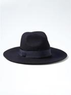 Banana Republic Frayed Ribbon High Crown Fedora Hat - Navy