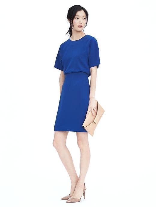 Banana Republic Womens Drape Back Dress - Marina Blue