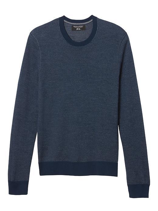 Banana Republic Mens Italian Merino Wool Birsdeye Crew Pullover - Admiral Blue