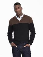 Banana Republic Mens Silk Cotton Cashmere Vee Pullover Size L Tall - Black
