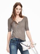Banana Republic Long Sleeve Rib Knit Henley Size L - Pacific Taupe