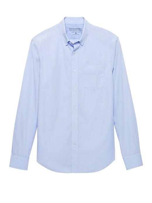 Banana Republic Mens Camden Standard-fit Luxe Poplin Shirt Cool Water Size S