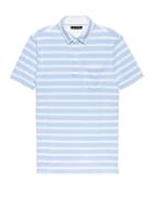 Banana Republic Mens Don';t-sweat-it Mariner Stripe Polo Shirt Heather Light Blue Size M