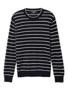 Banana Republic Mens Stripe Italian Merino Wool Crew Pullover - Navy Stripe