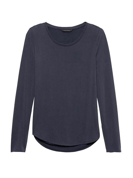 Banana Republic Womens Sandwash Modal Scoop-neck T-shirt Navy Blue Size M