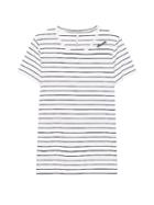 Banana Republic Womens Supima Cotton Embroidered T-shirt Shadow Stripe Size Xl