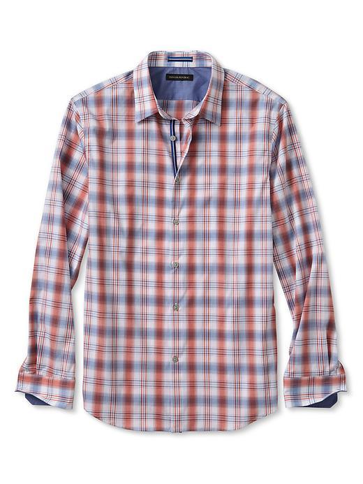 Banana Republic Slim Fit White Plaid Shirt