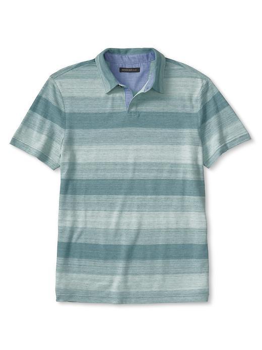 Banana Republic Mens Ombre Stripe Pique Polo Size L Tall - Teal