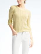 Banana Republic Womens Sheer Cable Knit Pullover Crew - Yellow