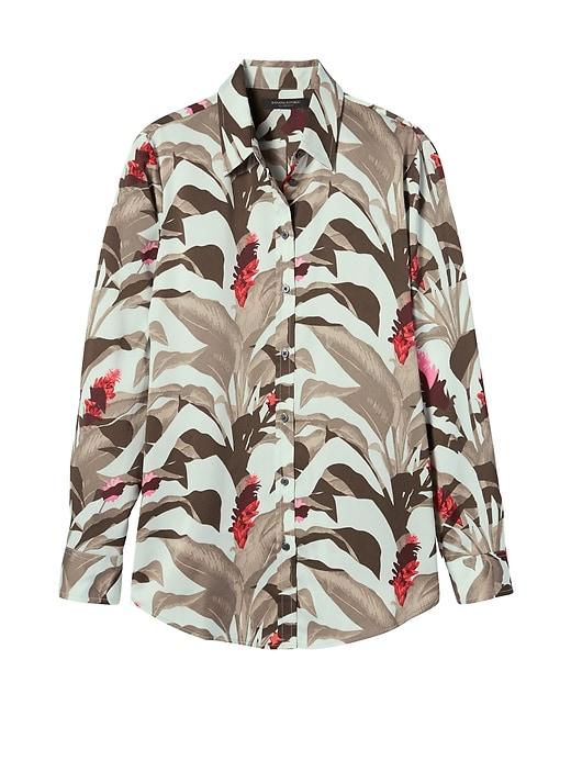 Banana Republic Womens Dillon-fit Tropical Print Shirt Palm Print Size L