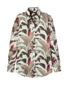 Banana Republic Womens Dillon-fit Tropical Print Shirt Palm Print Size L