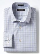 Banana Republic Mens Grant Fit Non Iron Stretch Check Shirt - Honeycomb