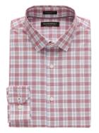 Banana Republic Mens Camden Standard-fit Non-iron Tartan Plaid Shirt Modern Red Size Xxs