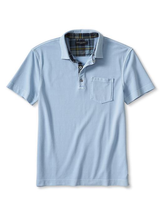 Banana Republic Mens Slim Fit Garment Dyed Polo Size L Tall - Cerulean Blue