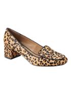 Banana Republic Womens Low Block-heel Smoking Slipper Leopard Print Haircalf Size 5