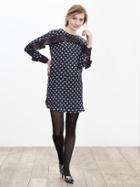 Banana Republic Womens Foulard Ruffle Dress Size 0 Petite - Preppy Navy