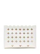 Banana Republic Womens Laser-cut Medium Zip Pouch White With Gold Size One Size