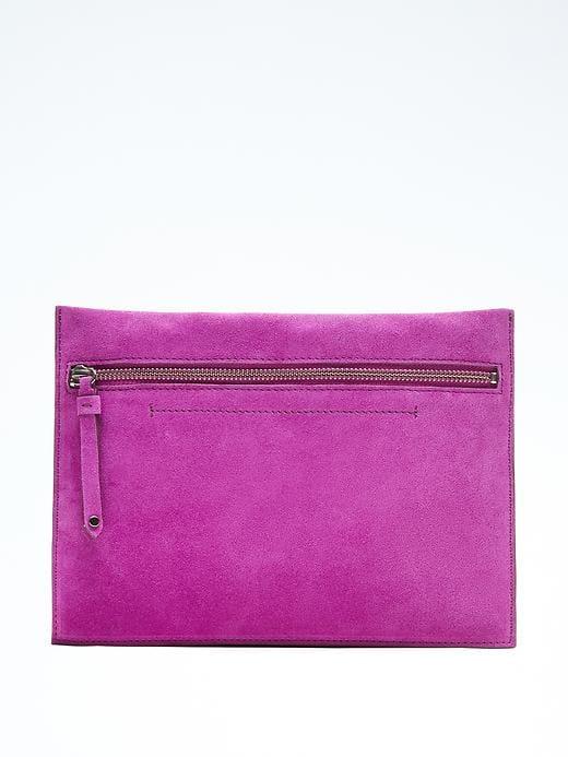 Banana Republic Italian Suede Zip Clutch - Neon Violet