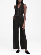 Banana Republic Womens Petite Tie-neck Tuxedo Jumpsuit Black Size 0