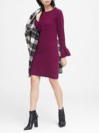 Banana Republic Womens Ruffle-cuff Sweater Dress Burgundy Red Size S