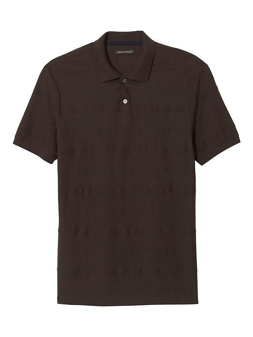 Banana Republic Mens Luxury-touch Textured Stripe Polo Shirt Chocolate Brown Size Xs