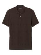 Banana Republic Mens Luxury-touch Textured Stripe Polo Shirt Chocolate Brown Size Xs