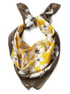 Banana Republic Womens June Yellow Floral Large Square Silk Scarf Summertime Yellow Size One Size