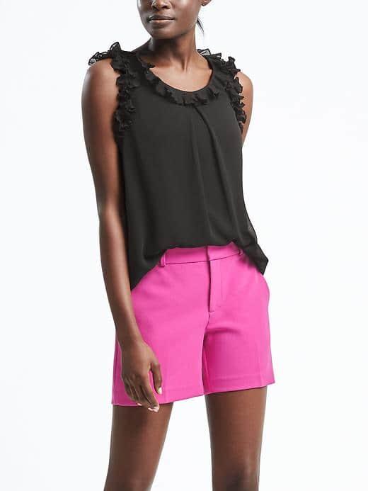 Banana Republic Ruffle Overlay Top - Black