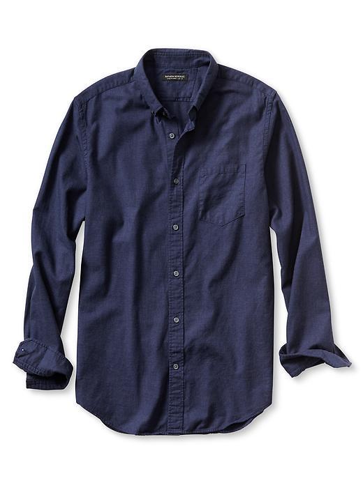 Banana Republic Mens Slim Fit Luxe Flannel Shirt Size L Tall - Navy Heather