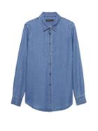 Banana Republic Womens Dillon Classic-fit Chambray Shirt Medium Wash Size Xs