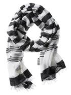 Banana Republic Mens Stripe Cotton Scarf Size One Size - Black/white