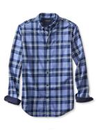 Banana Republic Mens Slim Fit Graphic Plaid Luxe Flannel Oxford Size L Tall - Philipsburg Blue