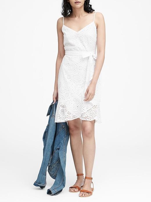 Banana Republic Eyelet Ruffle Wrap Dress