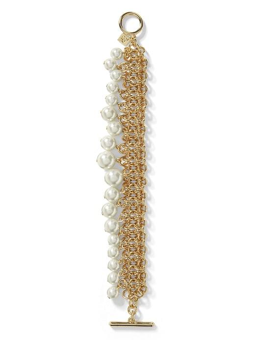 Banana Republic Womens Mesh Pearl Bracelet Gold Size One Size