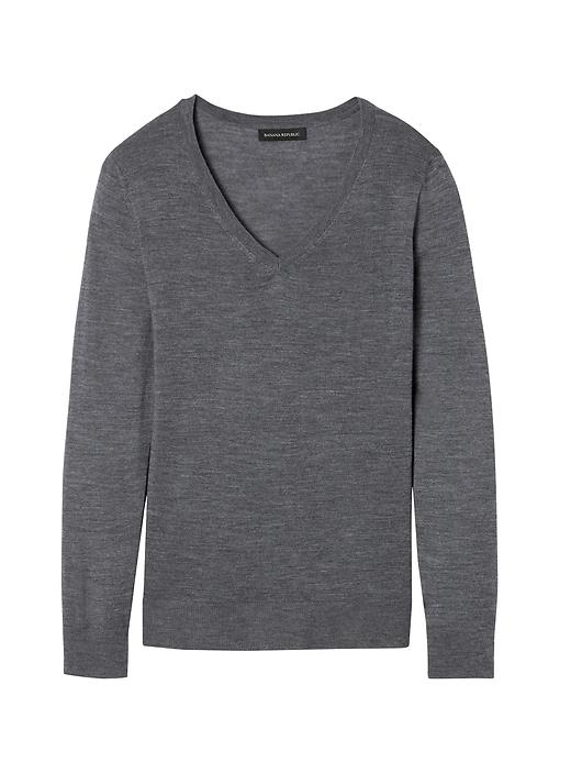 Banana Republic Womens Machine-washable Merino Vee Sweater Medium Charcoal Size Xl