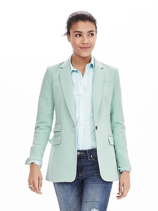 Banana Republic Turquoise One Button Blazer Size 0 Petite - Soft Turquoise