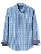 Banana Republic Mens Camden Fit Custom Wash Multi Gingham Shirt - Blue