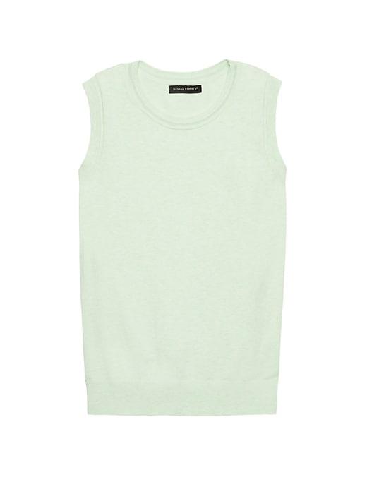 Banana Republic Womens Stretch-cotton Sweater Shell Mint Green Size Xs