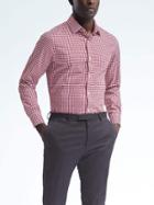 Banana Republic Mens Grant Fit Non Iron Check Shirt - Cherry Red