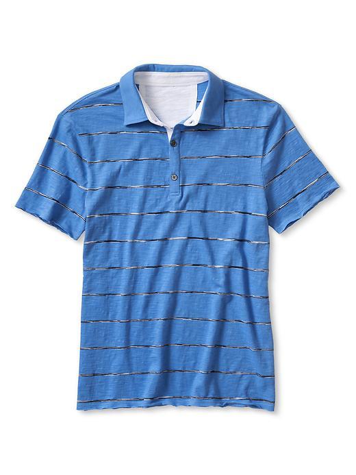Banana Republic Mens Slim Fit Raw Edge Cotton Polo Size L - Wild Blue